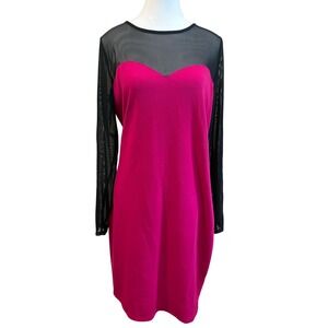 Forever 21 Plus hot pink dress with black sheer long sleeve 2X